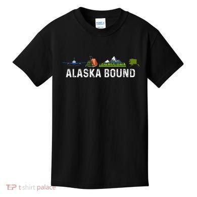 Alaska Bound Airplane Luggage And Mountains Kids T-Shirt