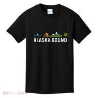 Alaska Bound Airplane Luggage And Mountains Kids T-Shirt thumb 0