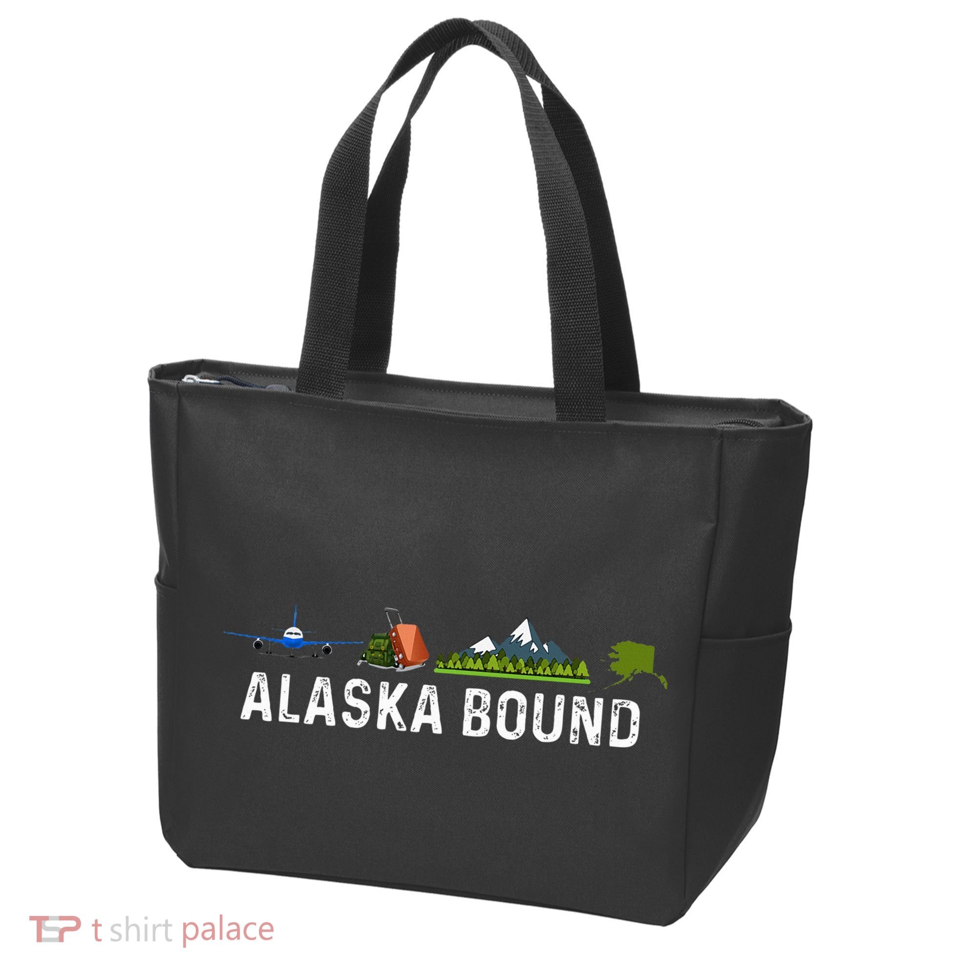Alaska Bound Airplane Luggage And Mountains Tote Bag