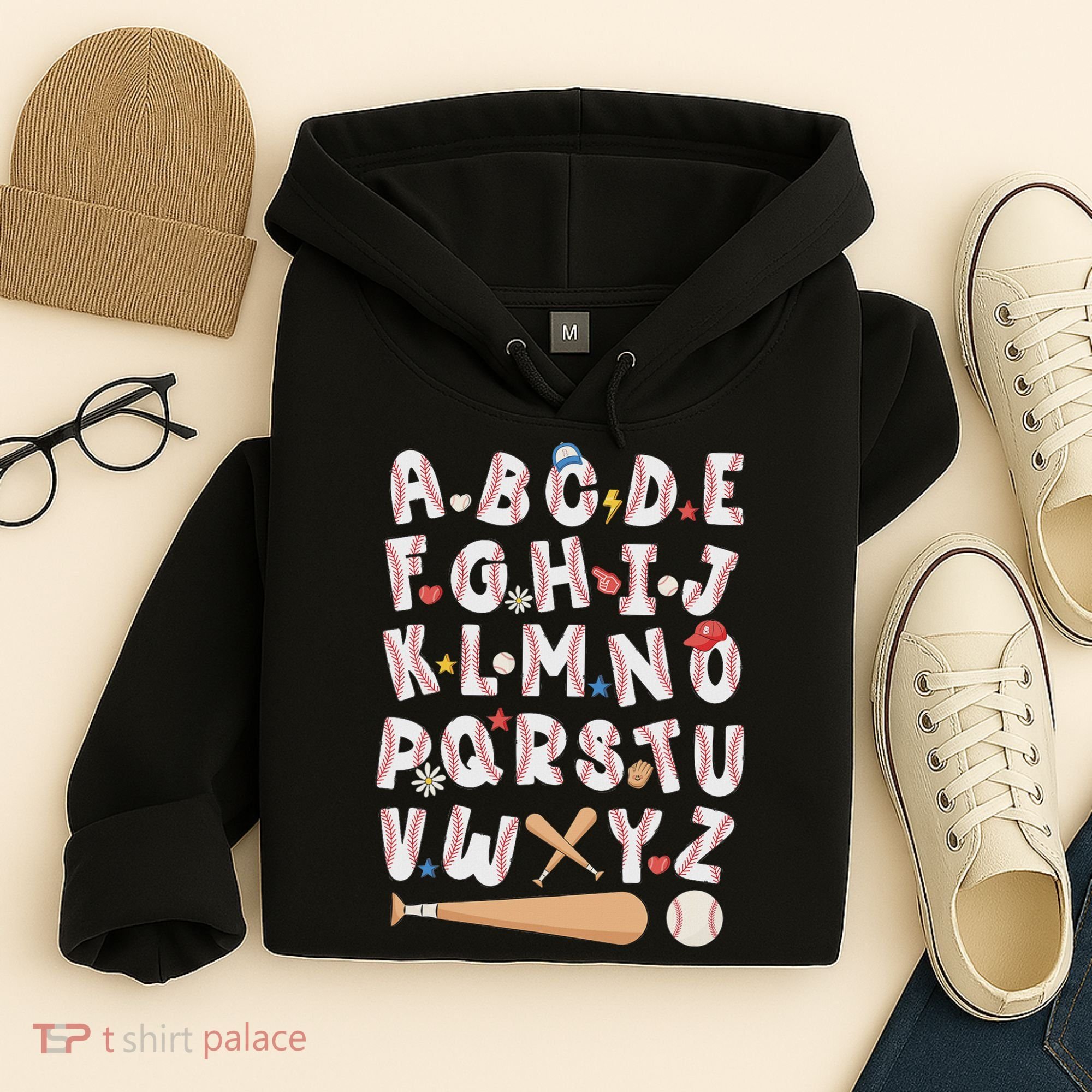 Alphabet Baseball Abcs Letters Teacher Hoodie