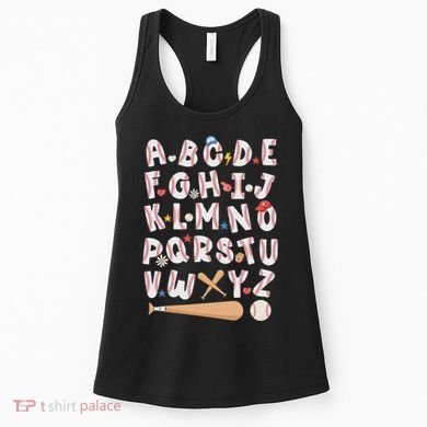 Alphabet Baseball Abcs Letters Teacher Women's Tank Top