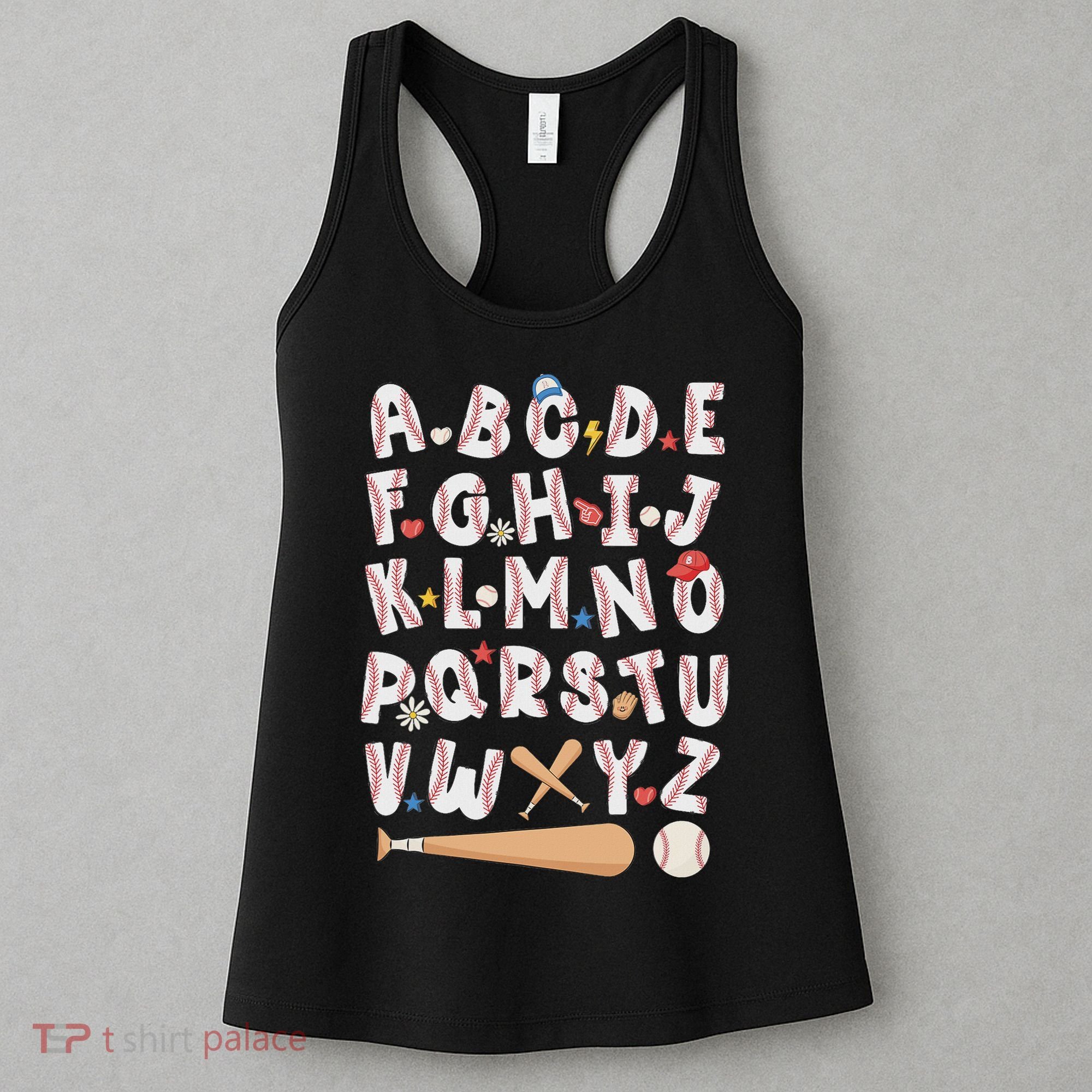 Alphabet Baseball Abcs Letters Teacher Women's Tank Top