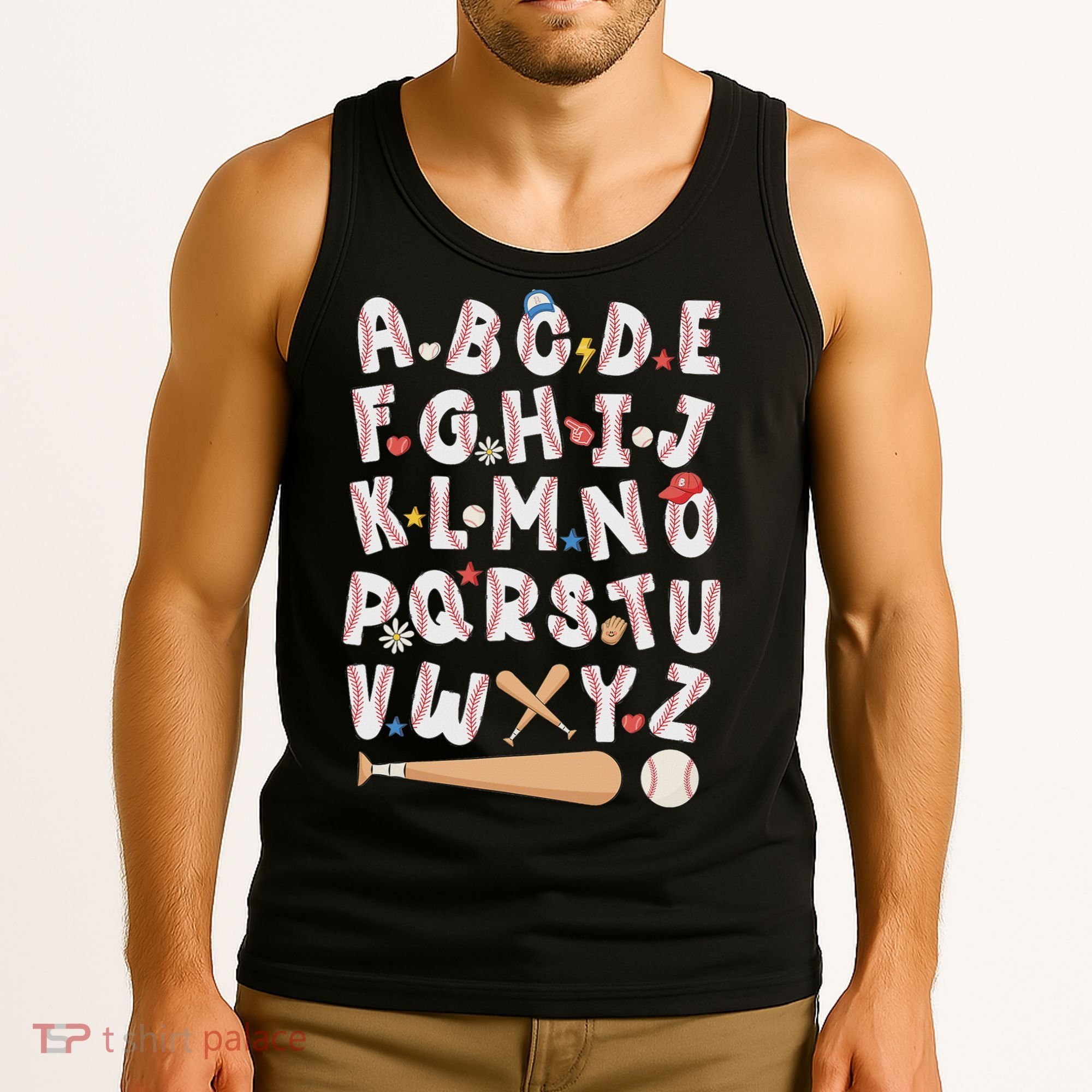 Alphabet Baseball Abcs Letters Teacher Tank Top