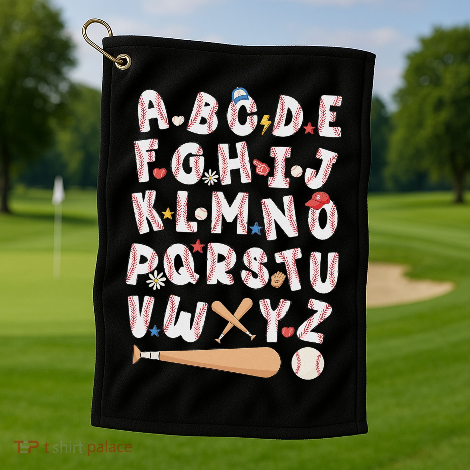 Alphabet Baseball Abcs Letters Teacher Golf Towel