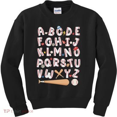Alphabet Baseball Abcs Letters Teacher Kids Sweatshirt