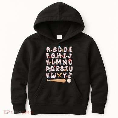 Alphabet Baseball Abcs Letters Teacher Kids Hoodie