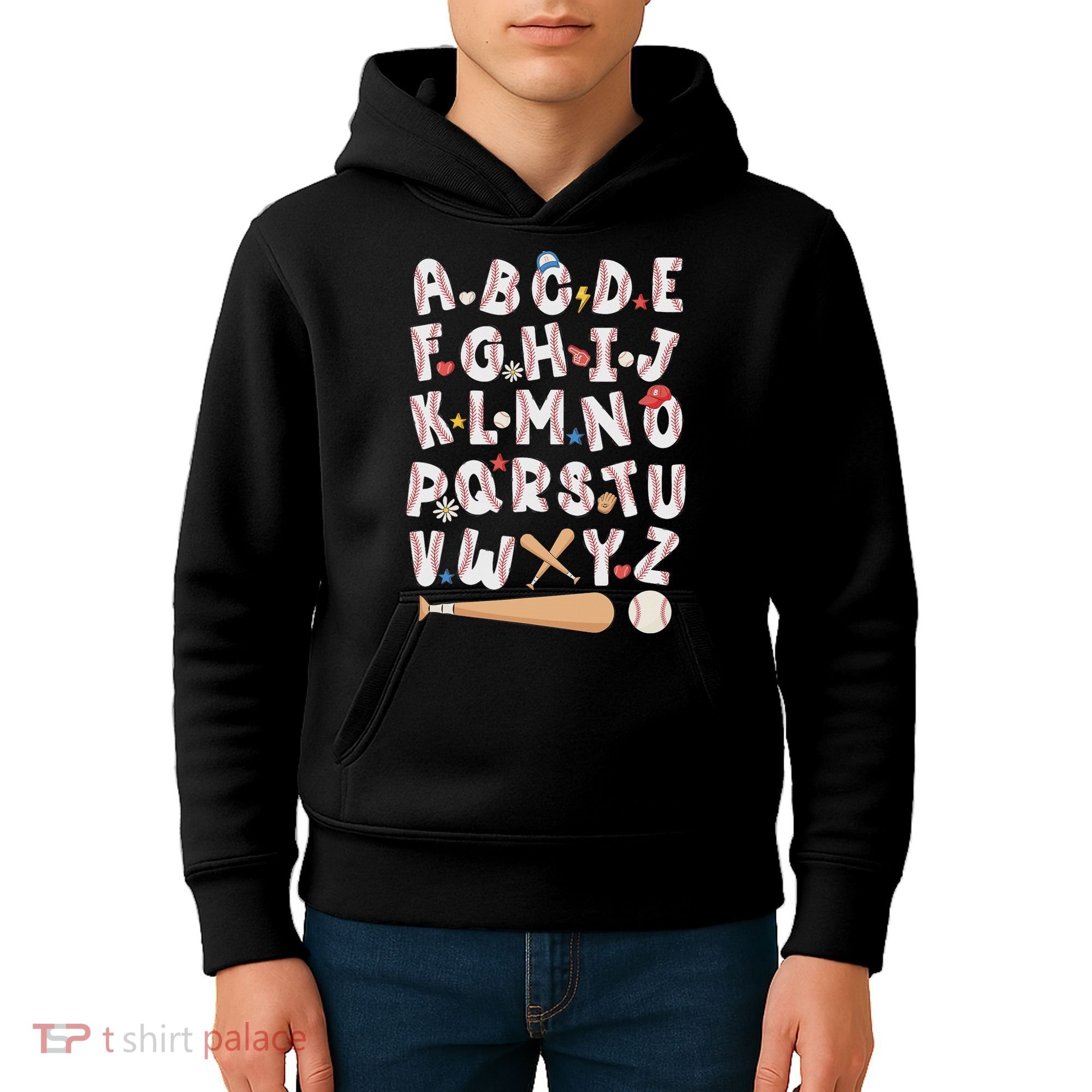Alphabet Baseball Abcs Letters Teacher Kids Hoodie