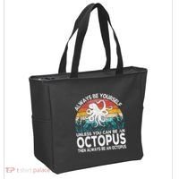 Always Be An Octopus Lover Funny Octopus Quote Retro Tote Bag thumb 2