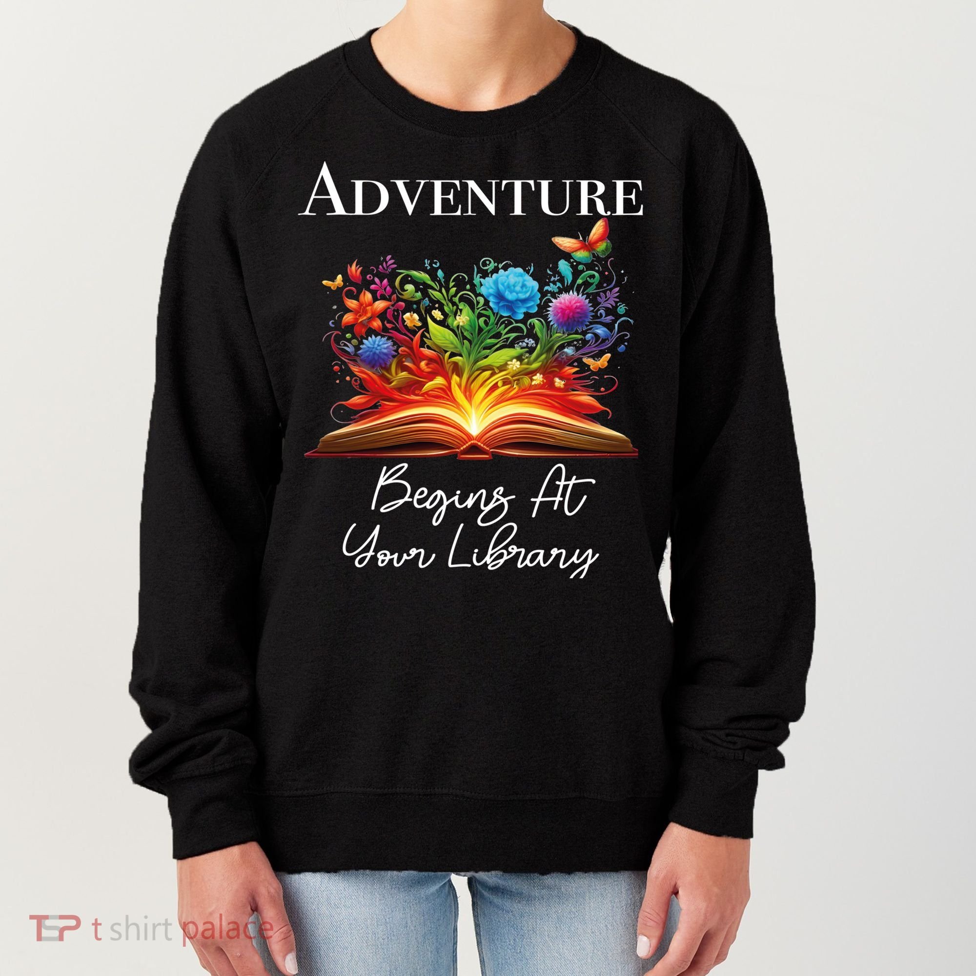 Adventure Begins At Your Library Summer Reading 2024 Flowers Cool Gift Women's Sweatshirt
