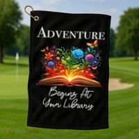 Adventure Begins At Your Library Summer Reading 2024 Flowers Cool Gift Golf Towel thumb 1