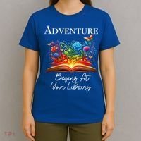 Adventure Begins At Your Library Summer Reading 2024 Flowers Cool Gift T-Shirt thumb 4