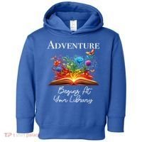 Adventure Begins At Your Library Summer Reading 2024 Flowers Cool Gift Toddler Hoodie thumb 0