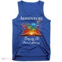 Adventure Begins At Your Library Summer Reading 2024 Flowers Cool Gift Tank Top thumb 0