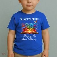 Adventure Begins At Your Library Summer Reading 2024 Flowers Cool Gift Toddler T-Shirt thumb 2
