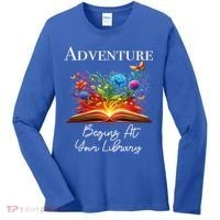 Adventure Begins At Your Library Summer Reading 2024 Flowers Cool Gift Women's Long Sleeve Shirt thumb 0