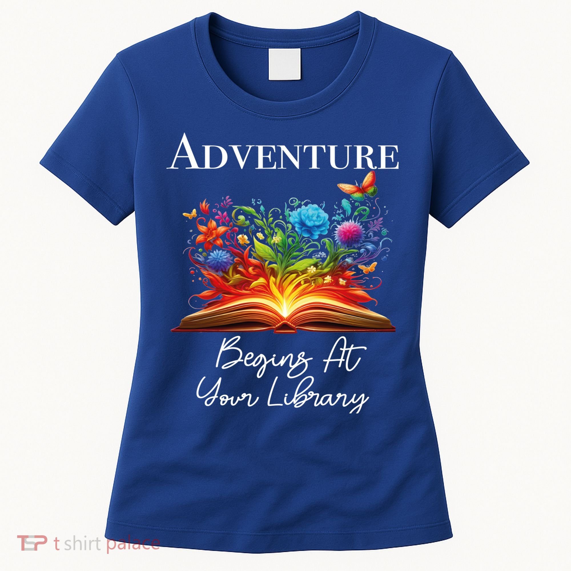 Adventure Begins At Your Library Summer Reading 2024 Flowers Cool Gift Women's T-Shirt