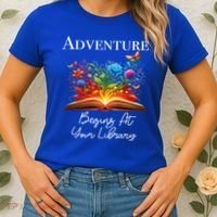 Adventure Begins At Your Library Summer Reading 2024 Flowers Cool Gift Women's T-Shirt thumb 2