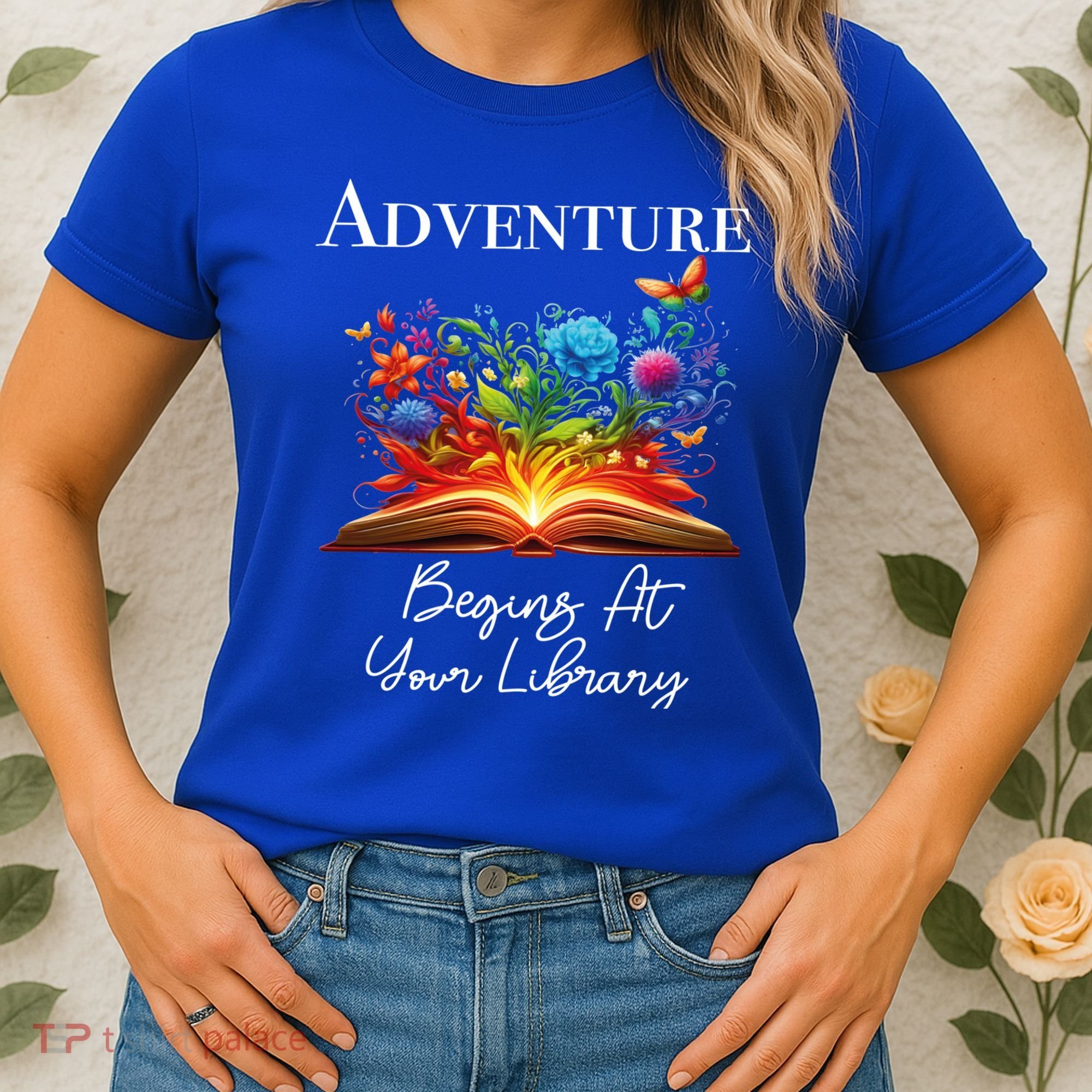 Adventure Begins At Your Library Summer Reading 2024 Flowers Cool Gift Women's T-Shirt