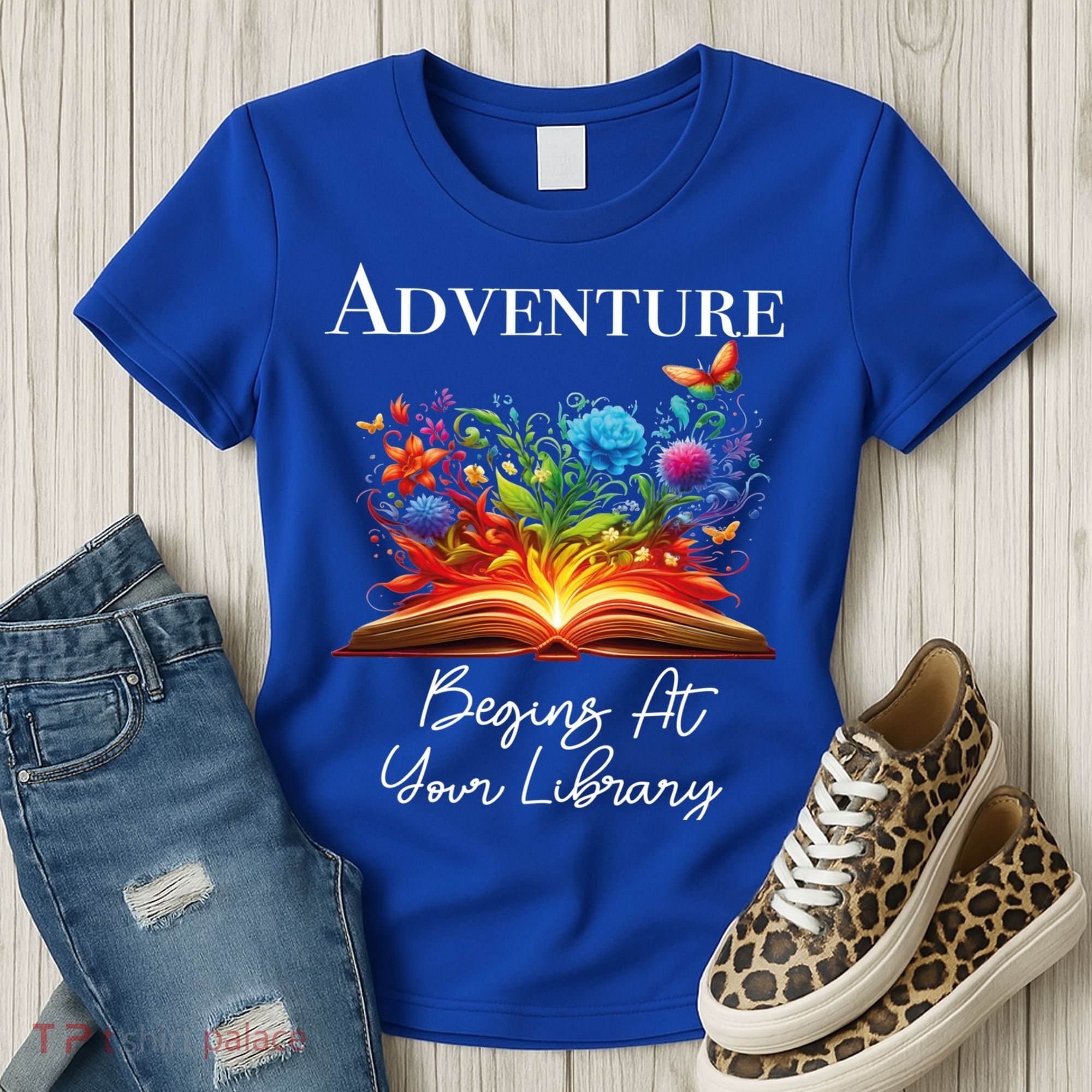 Adventure Begins At Your Library Summer Reading 2024 Flowers Cool Gift Women's T-Shirt