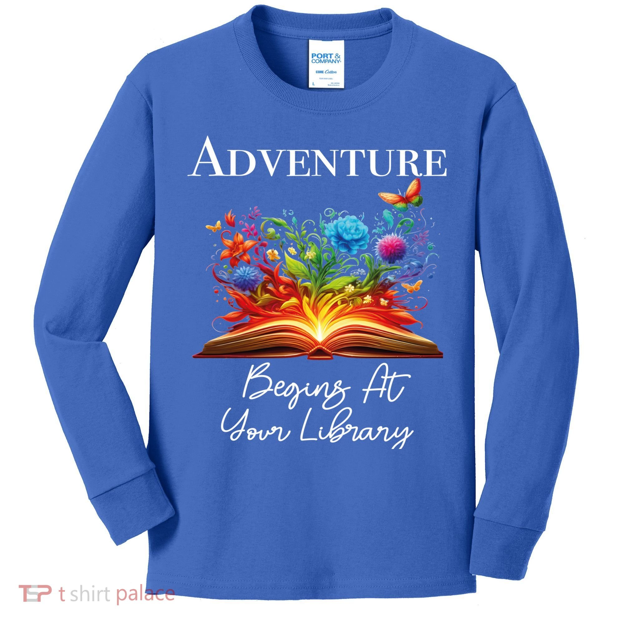 Adventure Begins At Your Library Summer Reading 2024 Flowers Cool Gift Kids Long Sleeve Shirt