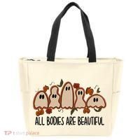 All Bodies Are Beautiful Halloween Funny Ghost Positive Tote Bag thumb 0