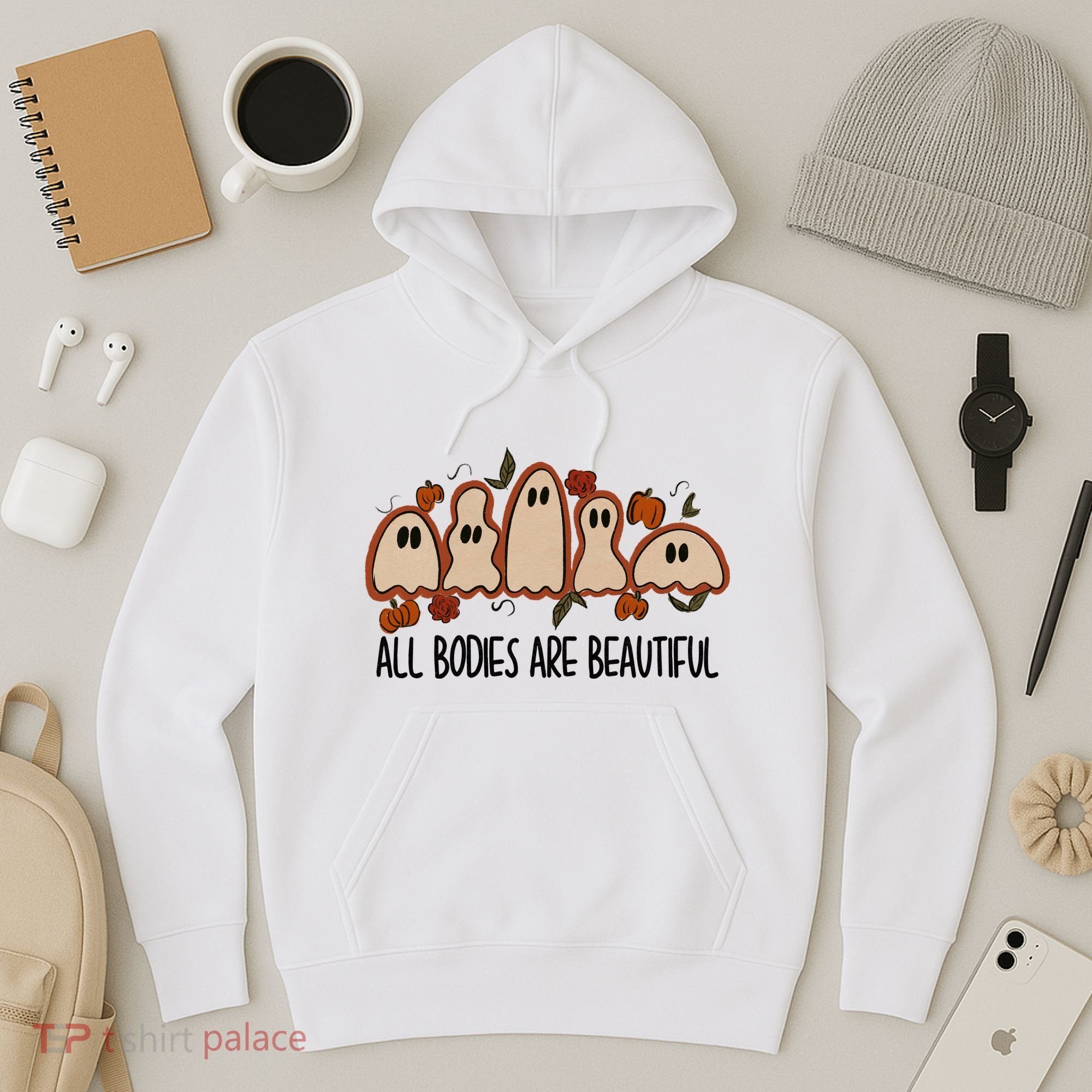 All Bodies Are Beautiful Halloween Funny Ghost Positive Hoodie