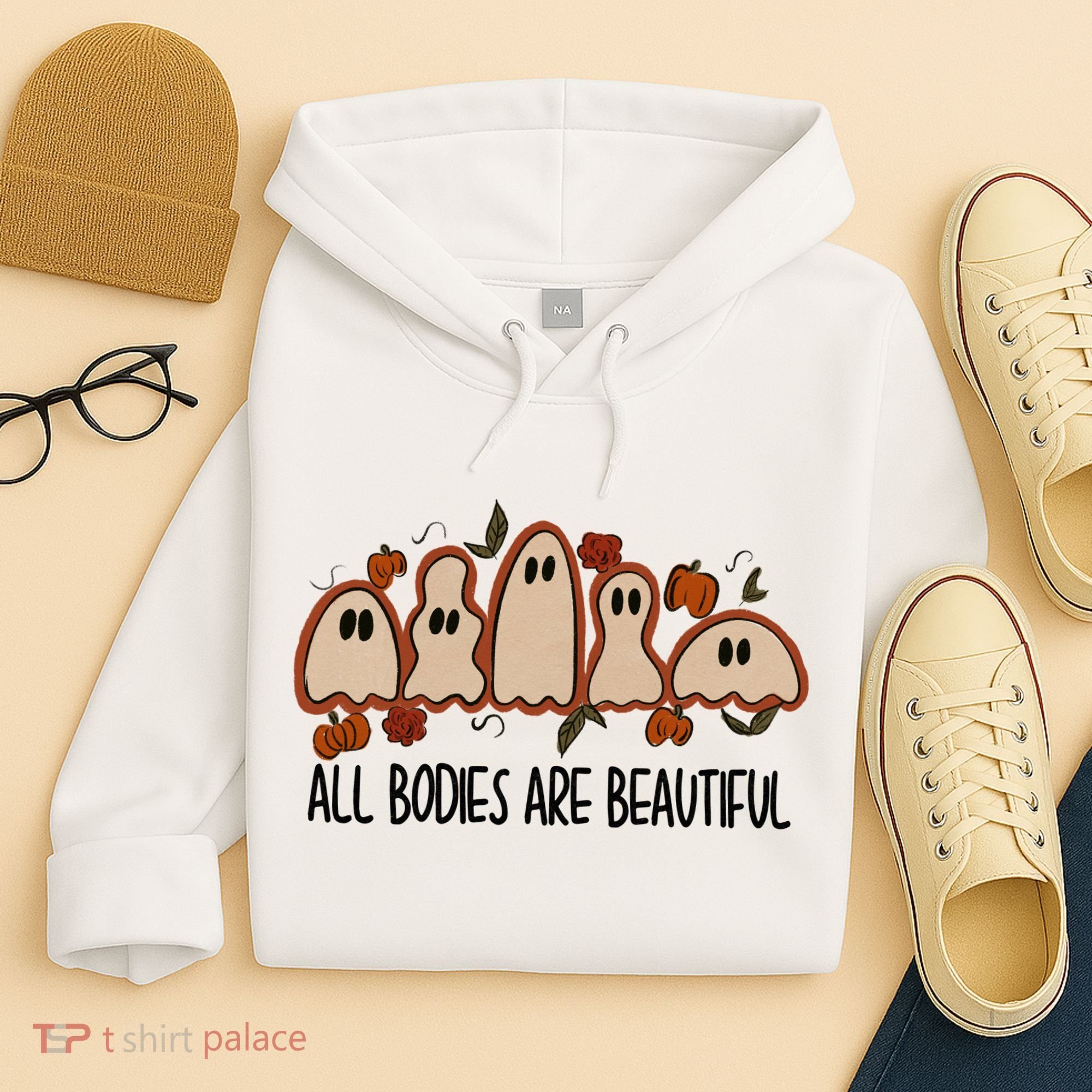 All Bodies Are Beautiful Halloween Funny Ghost Positive Hoodie