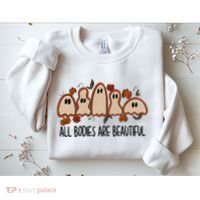 All Bodies Are Beautiful Halloween Funny Ghost Positive Sweatshirt thumb 2