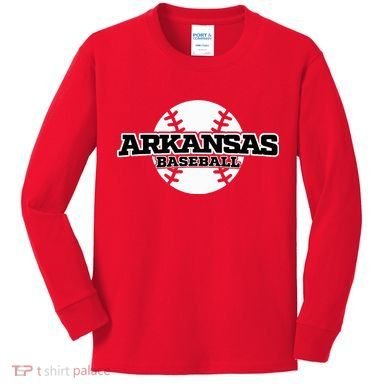 Arkansas Baseball Kids Long Sleeve Shirt