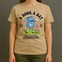 A Book A Day Keeps The Mental Breakdown Away Book Lover T-Shirt thumb 4