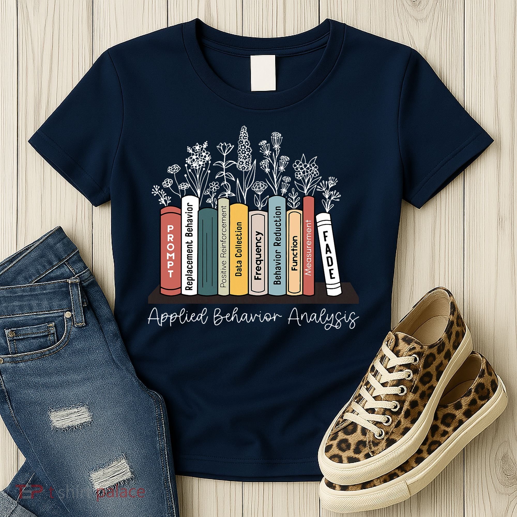 Applied Behavior Analysis Book Wildflower ABA RBT Therapist  Women's T-Shirt