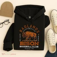 American Bison Baseball Retro Minor League Baseball Team Hoodie thumb 4