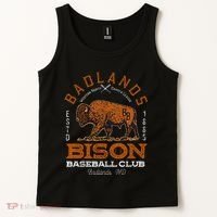 American Bison Baseball Retro Minor League Baseball Team Tank Top thumb 2