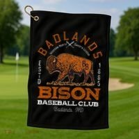 American Bison Baseball Retro Minor League Baseball Team Golf Towel thumb 1