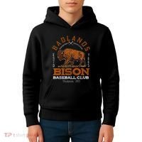 American Bison Baseball Retro Minor League Baseball Team Kids Hoodie thumb 4