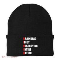 Anti Biden Braindead Idiot Destroying Entire Nation Beanie thumb 0