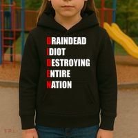 Anti Biden Braindead Idiot Destroying Entire Nation Kids Hoodie thumb 3
