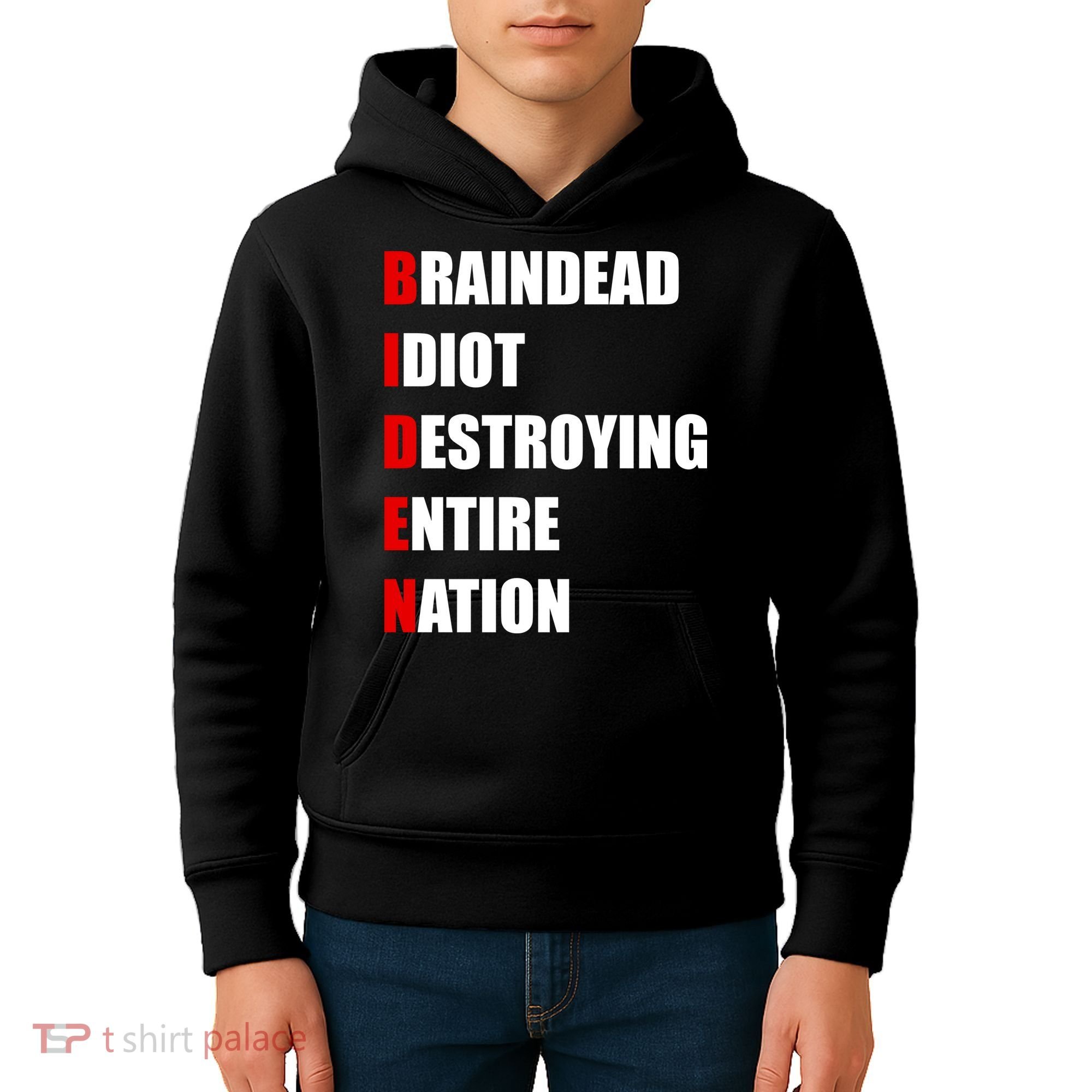 Anti Biden Braindead Idiot Destroying Entire Nation Kids Hoodie