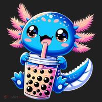 Axolotl Bubble Boba Tea Anime Cute Kawaii Blue Axolotl Women's Sweatshirt thumb 2