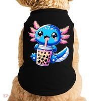 Axolotl Bubble Boba Tea Anime Cute Kawaii Blue Axolotl Doggie Tank thumb 0