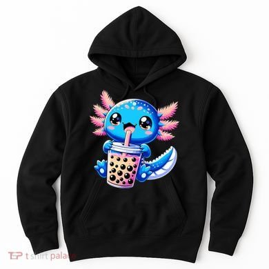 Axolotl Bubble Boba Tea Anime Cute Kawaii Blue Axolotl Hoodie