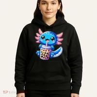 Axolotl Bubble Boba Tea Anime Cute Kawaii Blue Axolotl Hoodie thumb 5