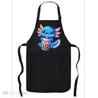 Axolotl Bubble Boba Tea Anime Cute Kawaii Blue Axolotl Apron thumb 0