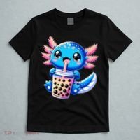 Axolotl Bubble Boba Tea Anime Cute Kawaii Blue Axolotl T-Shirt thumb 5