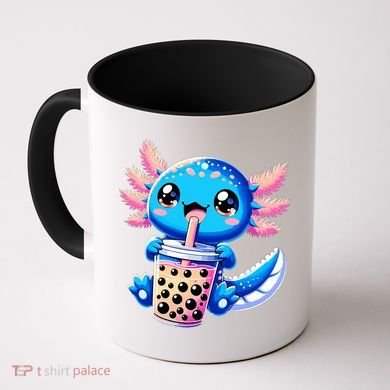 Axolotl Bubble Boba Tea Anime Cute Kawaii Blue Axolotl Coffee Mug