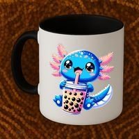 Axolotl Bubble Boba Tea Anime Cute Kawaii Blue Axolotl Coffee Mug thumb 2