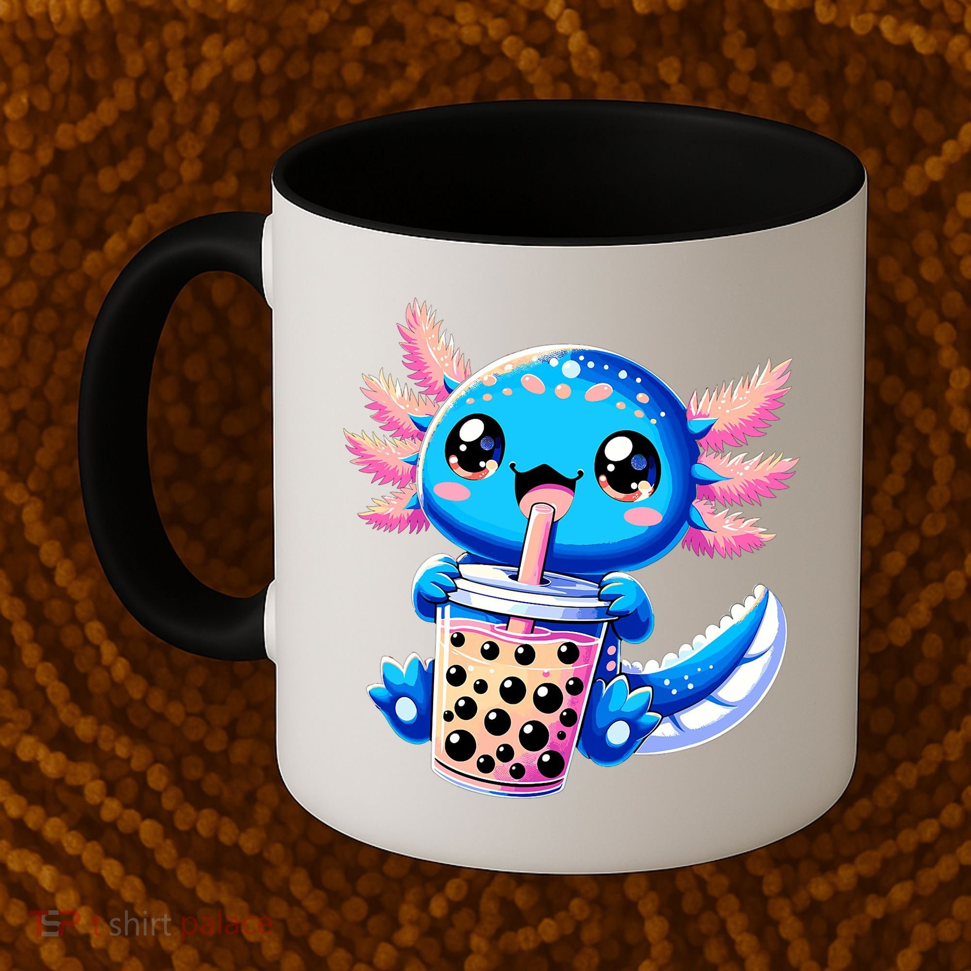 Axolotl Bubble Boba Tea Anime Cute Kawaii Blue Axolotl Coffee Mug