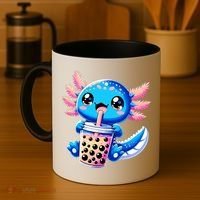 Axolotl Bubble Boba Tea Anime Cute Kawaii Blue Axolotl Coffee Mug thumb 4