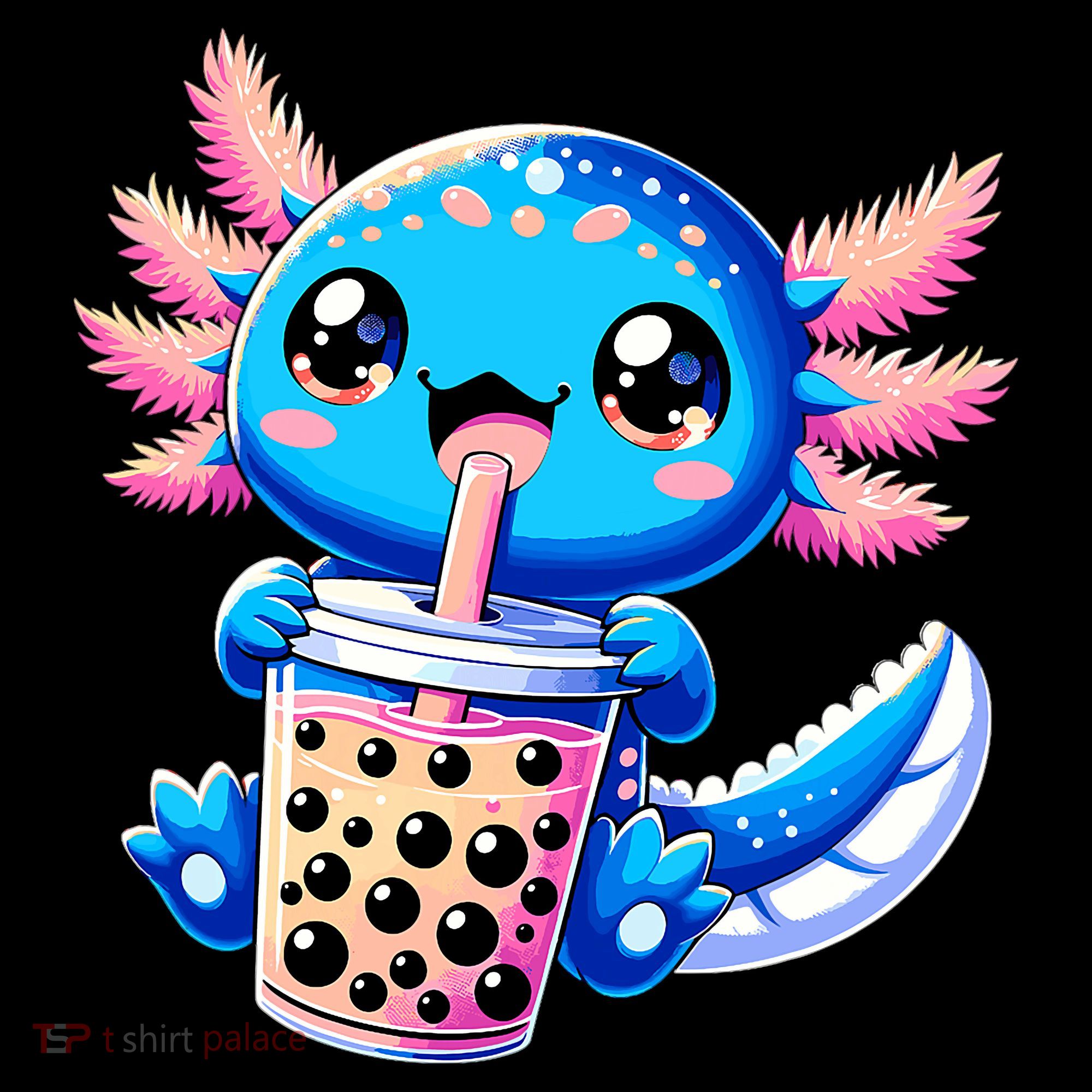 Axolotl Bubble Boba Tea Anime Cute Kawaii Blue Axolotl Coffee Mug