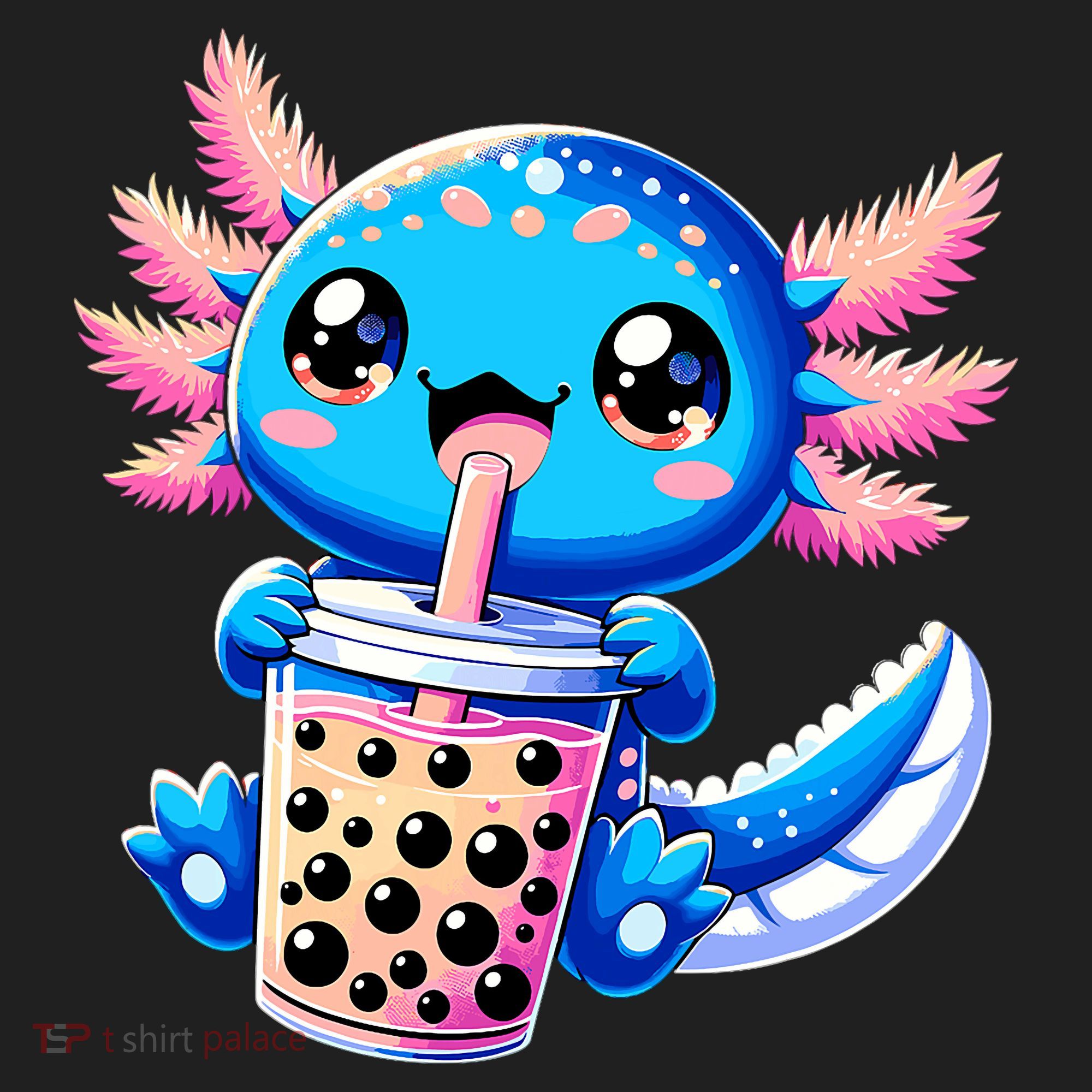 Axolotl Bubble Boba Tea Anime Cute Kawaii Blue Axolotl Beanie